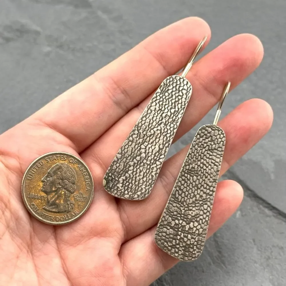 NEW Sterling Silver 3D Textured Earrings
